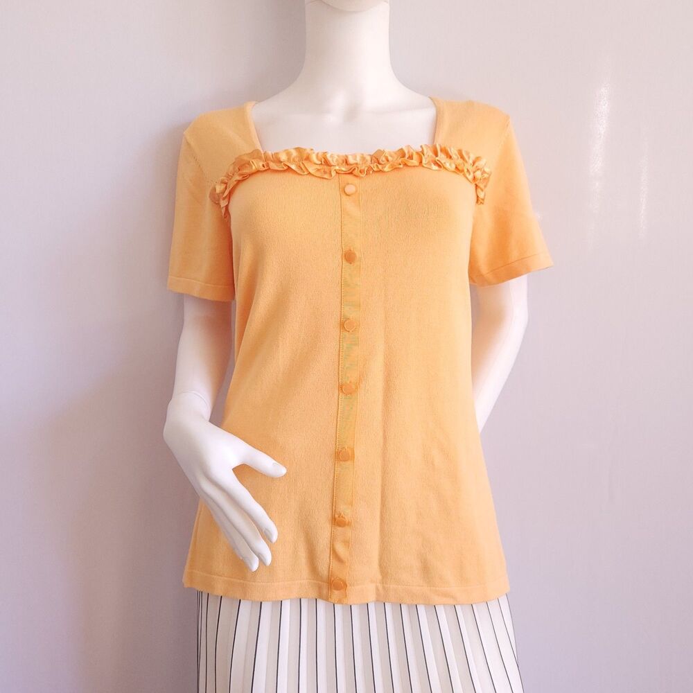 NWT Linea by Louis Dell'Olio Apricot Orange Knit Short Sleeve TShirt Size XL
